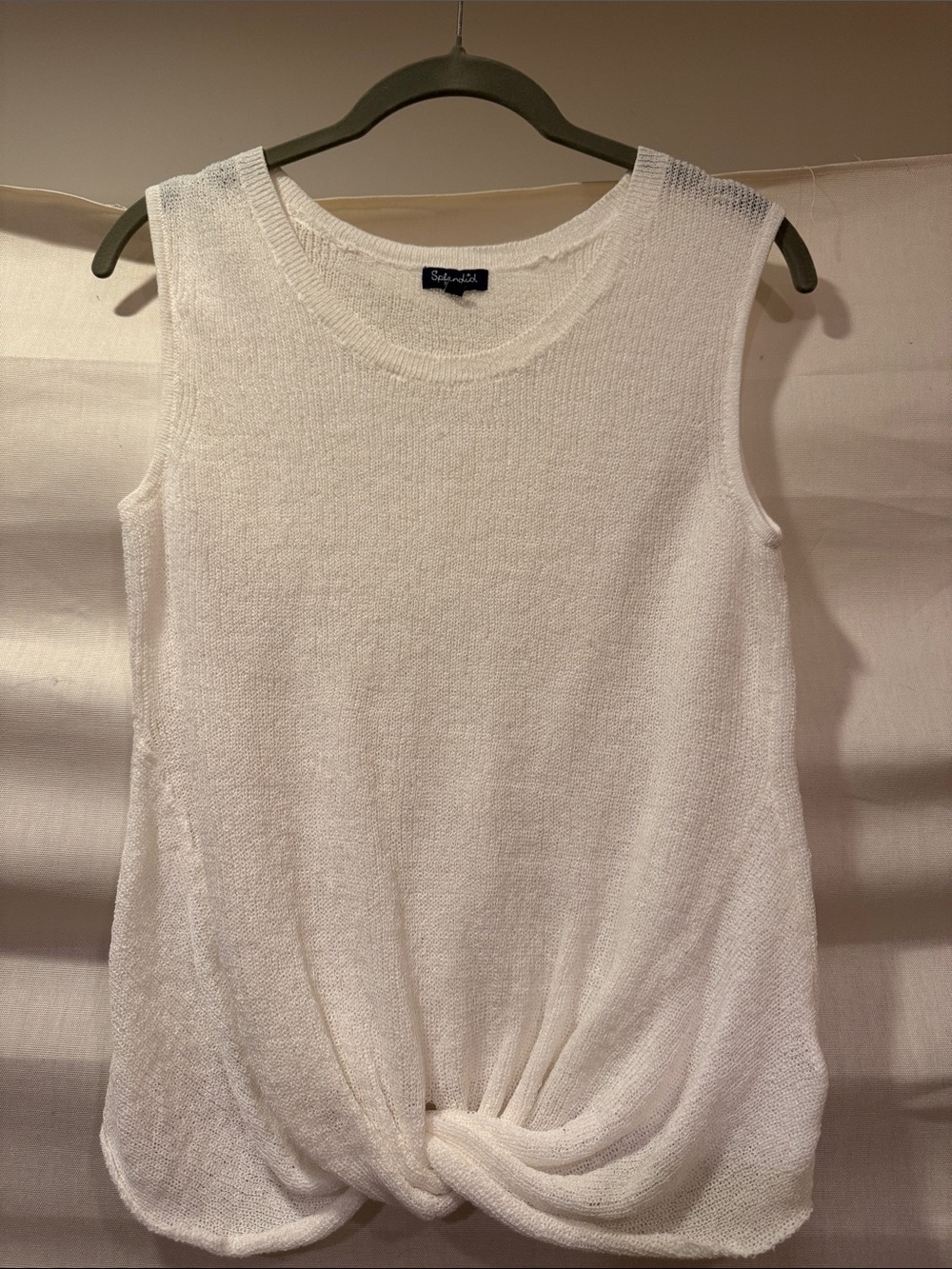 Splendid White Knitted Twist-Hem Tank Size M